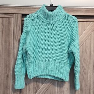 Women's Free People Chunky Knit Cropped Mint Green Sweater XS